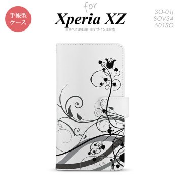 【手帳型 スマホ カバー ケース】【SO01J】【エクスペリア XZ 】手帳型 ケース SO-01J スマホ カバー XPERIA XZ エクスペリア 草 黒 nk-004s-so01j-dr1628【メール便送料無料】