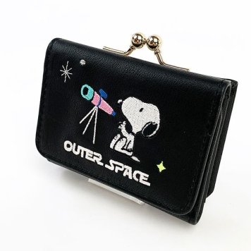 スヌーピー コンパクトサイフ BKアウトスペース スヌーピー 三つ折り財布 財布 折りたたみ財布 黒 グッズ  (MCOR)