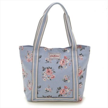 キャスキッドソン Cath Kidston トートバッグ ショルダーバッグ 788571 Mini Reverse Coated Tote ミニリバースコーティッドトート Grey Blue Grove Bunch 花柄ライトブルー系マルチ