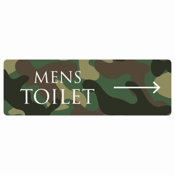 トイレ 案内 シール MENS 文字タイプ 迷彩 カラー 右 矢印 長方形 方向案内 進路ドア 防水 屋内 屋外 サインステッカー ピクトサイン トイレマーク表示 案内 注意 施設 御手洗 TOILET おしゃれ シンプル 安全対策