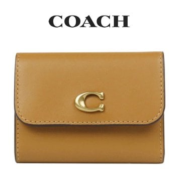 送料無料 コーチ COACH アウトレット 夏のボーナス レディース 財布 ミニ財布 CZ111 B4T7J(ブラス×ハニー ブラウン) ブラウン (女性 プレゼント 本革 コンパクト 三つ折り財布 ギフト 人気）
