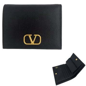 ヴァレンティノ VALENTINO 二つ折り財布 5W2P0R39 SNP 0NO Vロゴ シグネチャー スモール ミニ財布 ブラック VLOGO SIGNATURE FLAP FRENCH WALLET