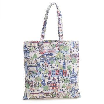 キャスキッドソン Cath Kidston トートバッグ ショルダー トート COTTON BOOKBAG 935821 105397215739102 コットン ブックバッグ レディース DARK CREAM/LONDON VIEW ホワイト系＋ロンドンの風景柄