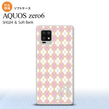 SHG04 SHG04 ZERO6 AQUOS zero6 スマホケース ソフトケース アーガイル ピンク グレー +アルファベット メンズ レディース nk-zero6-tp1411i