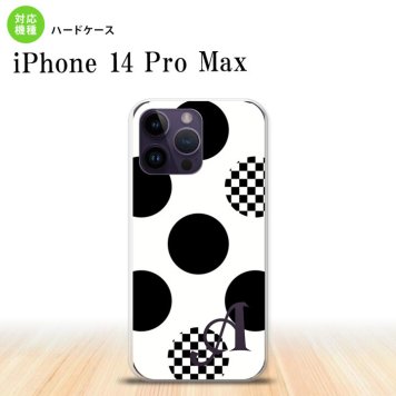 iPhone14 ProMax iPhone14 Pro Max スマホケース 背面ケース ハードケース 水玉 A 白 黒 +アルファベット 2022年 9月発売 nk-i14pm-1112i