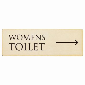 トイレ プレート 木製 WOMENS 文字タイプ ナチュラル ブラック 右 矢印 長方形 27x9cm方向案内 進路ドア サインプレート ピクトサイン トイレマーク表示 案内 注意 施設 御手洗 TOILET おしゃれ シンプル 安全対策