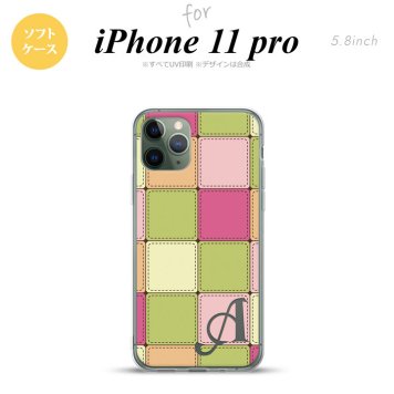 iPhone11Pro iPhone11 Pro スマホケース ソフトケース パッチワーク ミックスF 緑 +アルファベット メンズ レディース nk-i11p-tp1676i