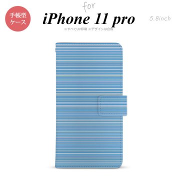 iPhone11Pro iPhone11 Pro 手帳型スマホケース カバー ボーダー 細 青  nk-004s-i11p-dr1288
