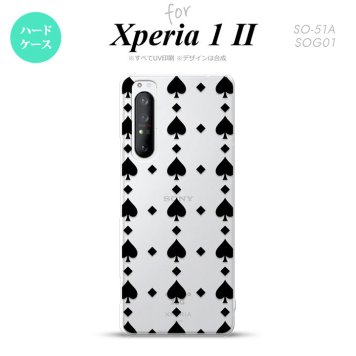 Xperia 1 II 5G スマホケース 背面カバー ストラップホール有り ハードケース トランプ スペード クリア 黒 ストラップホール おしゃれ かわいい かっこいい メンズ レディース nk-xp12-537