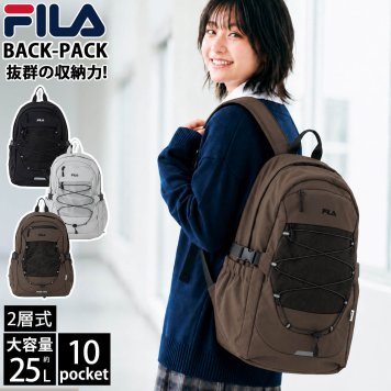 FILA フィラ リュックサック 大容量 バックパック 通学 通勤 レディース メンズ 軽量 撥水 リップストップ 多機能 PC収納 ポケット 運動 部活 スポーティー カジュアル 中学生 高校生 FM2462 2026FW Karlas