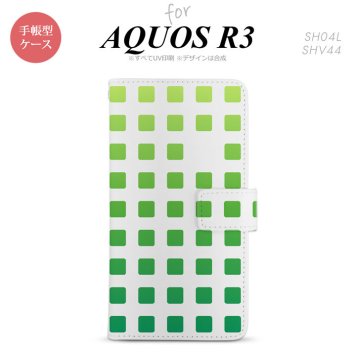 SH-04L/SHV44 AQUOS R3 手帳型スマホケース カバー スクエア ドット 緑  nk-004s-r3-dr1367