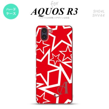 SH-04L SHV44 R3 AQUOS R3 スマホケース カバー 星 赤 白 +アルファベット nk-r3-1120i