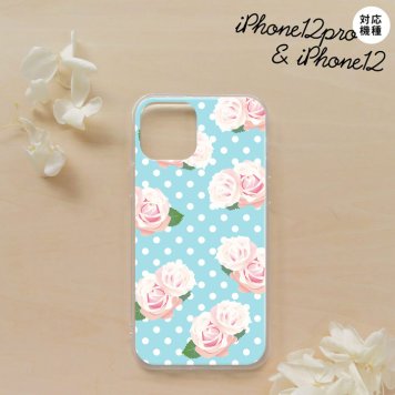 iPhone12/iPhone12pro iPhone12 / iPhone12pro スマホケース ソフトケース バラ ドット 水色 メンズ レディース nk-i12-tp787