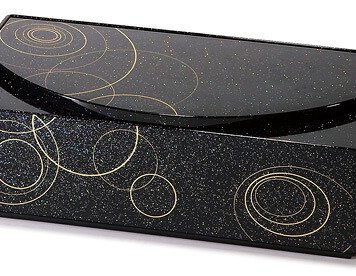 ミラー付ティッシュBOX（ゴールドライン）　黒 インテリア 漆器 盆 カタログギフト 景品 粗品