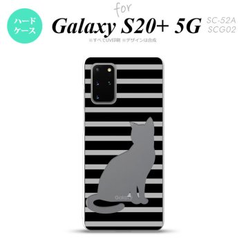 SC-52A SCG02 Galaxy S20+ 5G スマホケース ハードケース 猫 ボーダー A 黒 メンズ レディース nk-s20p-961