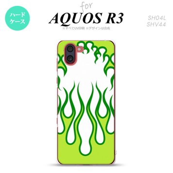 SH-04L SHV44 R3 AQUOS R3 スマホケース カバー ファイヤー 炎 白 緑 nk-r3-1310
