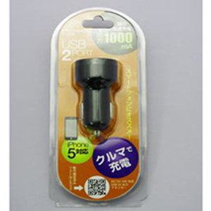 プロテック USB 2PORTシガーソケットチャージャー 1000mA PCCE-2BK PCCE-2BK