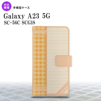 Galaxy A23 GalaxyA23 手帳型スマホケース カバー チェック ボーダー オレンジ 2022年 10月発売 nk-004s-a23-dr1602