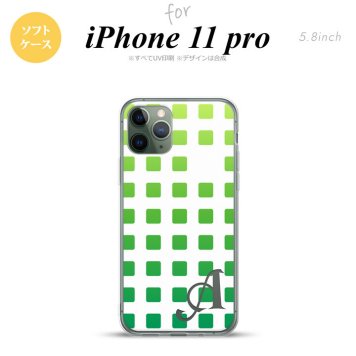 iPhone11Pro iPhone11 Pro スマホケース ソフトケース スクエア ドット 緑 +アルファベット メンズ レディース nk-i11p-tp1367i