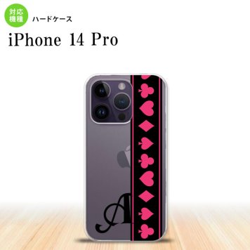iPhone14 Pro iPhone14 Pro スマホケース 背面ケース ハードケース トランプ 帯 黒 ピンク +アルファベット 2022年 9月発売 nk-i14p-524i
