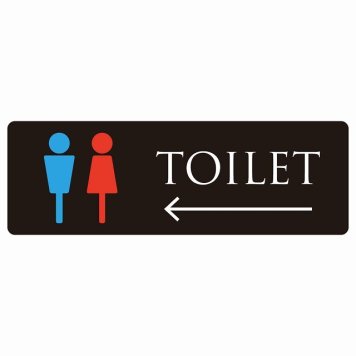 トイレ 案内 シール 男女マーク ブラック＆カラー 左 矢印 長方形 方向案内 進路ドア 防水 屋内 屋外 サインステッカー ピクトサイン トイレマーク表示 案内 注意 施設 御手洗 TOILET おしゃれ シンプル 安全対策