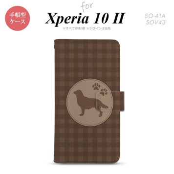 Xperia10 II 手帳型 スマホケース 全面印刷 おしゃれ ストラップホール有り 犬 ゴールデン レトリバー 茶 nk-004s-xp102-dr811