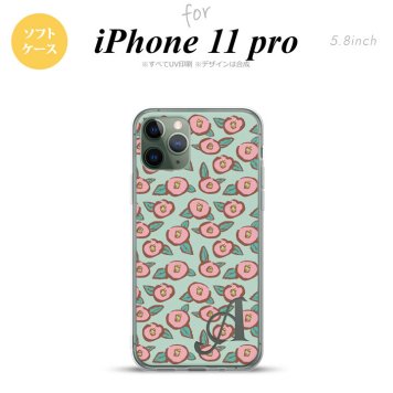 iPhone11Pro iPhone11 Pro スマホケース ソフトケース つばき 緑 +アルファベット メンズ レディース nk-i11p-tp1702i