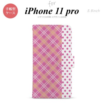 iPhone11Pro iPhone11 Pro 手帳型スマホケース カバー タータン ドット ピンク  nk-004s-i11p-dr1532