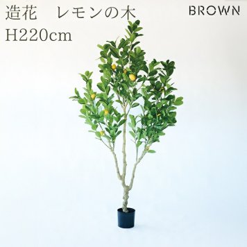 観葉植物 造花 レモンの木 BROWN 全高約220cm 大型 実付き フェイクグリーン 高級 本物そっくり リアル おしゃれ インテリア 人工観葉植物 アーティフィシャルグリーン シンボルツリー オフィス 店舗 カフェ 開店祝い 室内 リビング 玄関 風水 果樹 レモンツリー