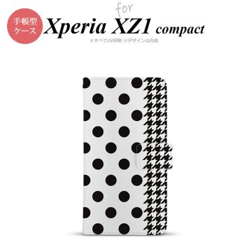 【手帳型 スマホ カバー ケース】【SO02K】【エクスペリア XZ1】手帳型 ケース SO-02K スマホ カバー Xperia XZ1 Compact エクスペリア ドット・千鳥 黒 nk-004s-so02k-dr1515【メール便送料無料】