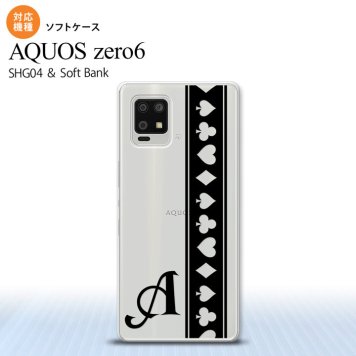 SHG04 SHG04 ZERO6 AQUOS zero6 スマホケース ソフトケース トランプ 帯 黒 クリア +アルファベット メンズ レディース nk-zero6-tp528i