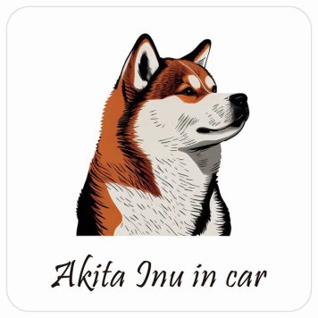 ドッグ カーステッカー イラスト付 Dog in Car 秋田犬 Aタイプ セーフティサイン 犬種別 正方形 13x13cm シール リア あおり運転対策 Dog Sticker 屋外 屋内 防水 かわいい おしゃれ 安全対策 カーサイン