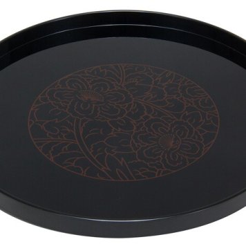 10.0丸盆　牡丹 インテリア 漆器 盆 カタログギフト 景品 粗品