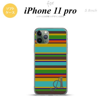 iPhone11Pro iPhone11 Pro スマホケース ソフトケース ボーダー ターコイズ +アルファベット メンズ レディース nk-i11p-tp702i