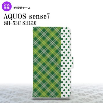 sense7 sense7 手帳型スマホケース カバー タータン ドット 緑 2022年 11月発売 nk-004s-sens7-dr1533
