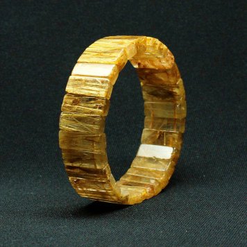 【天然石ギフト】 天然石ブレスレット 唯一無二の品格！！金針の芸術作品 ルチルクォーツバングル約18～19mm 一点物 ・58g金運 ビジネス 金針水晶のお守り 魔除 厄除 京海堂 誕生日プレゼント 天然石好きへ 無料ラッピング GHB43