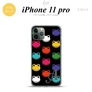iPhone11Pro iPhone11 Pro スマホケース ソフトケース カエル かえる A 黒 +アルファベット メンズ レディース nk-i11p-tp161i