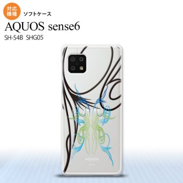 SH-54B SHG05 AQUOS sense6 スマホケース ソフトケース ピンスト 線 ブルー グリーン メンズ レディース nk-sens6-tp1232