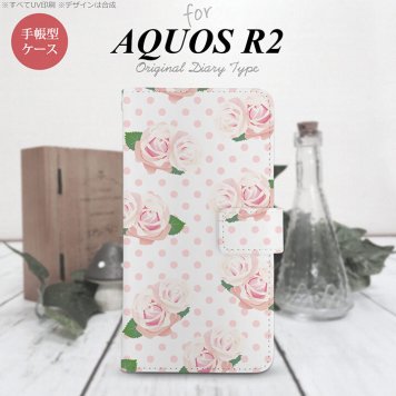 SH-03K/SHV42/706SH AQUOS R2 手帳型スマホケース カバー バラ ドット クリア  nk-004s-r2-dr785