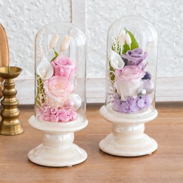 ☆プリザーブドフラワー お供え花 ガラスドーム仏花 ローズメモリー☆ プリザーブドフラワー お供え花 仏花 ガラスドーム仏花 プリザーブドフラワー 仏花 お供え プリザーブドフラワー ローズ バラ ピンク ラベンダー パープル 枯れない仏花 水替え不要 お手入れ簡単 ギフト プレゼント