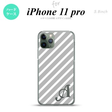 iPhone11Pro iPhone11 Pro スマホケース ハードケース ストライプ グレー 白 +アルファベット メンズ レディース nk-i11p-713i