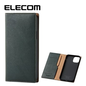 エレコム iPhone 2019 5.8インチ ケース 手帳型 レザー 耐衝撃 TPU カード 収納 グリーン PM-A19BPLFYILGN