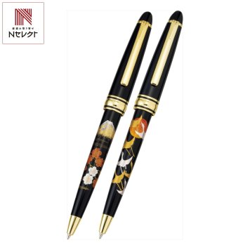 高級蒔絵ボールペンペア 富士 鶴 木箱入 文具 筆記具 文房具 ペン ステーショナリー【北海道・沖縄県・離島 配送不可】