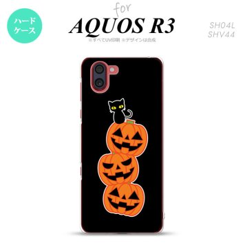 SH-04L SHV44 R3 AQUOS R3 スマホケース カバー ハロウィン カボチャ 連 黒 nk-r3-407