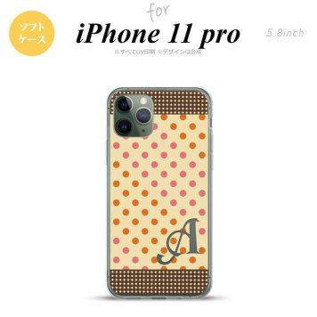 iPhone11Pro iPhone11 Pro スマホケース ソフトケース ドット 水玉 C ベージュ オレンジ +アルファベット メンズ レディース nk-i11p-tp1648i