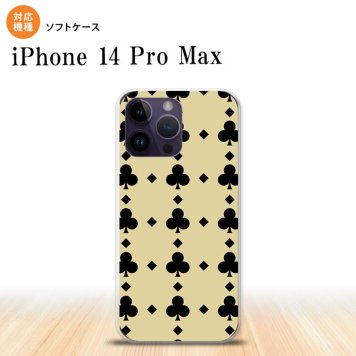 iPhone14 ProMax iPhone14 Pro Max スマホケース 背面ケースソフトケース トランプ クラブ ベージュ 黒 2022年 9月発売 nk-i14pm-tp533