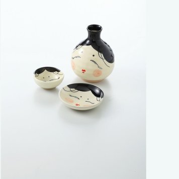 おかめ酒器揃 陶器 美濃焼 やきものの里から、暮らしを贈ります。　ギフト 食器 セット テーブルウェア