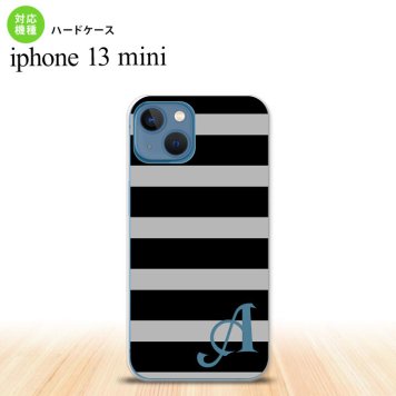 iPhone13mini iPhone13 mini ケース ハードケース ボーダー 大 黒 グレー +アルファベット  nk-i13m-792i
