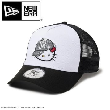 ニューエラ ゴルフ キャップ レディース Women's 9FORTY A-Frame トラッカー HELLO KITTY キャップ スパンコール ホワイト/ブラック (14348596) お誕生日祝い お祝い 記念品 30代 40代 50代 60代 母の日 お母さん 還暦祝い 敬老の日 彼女 人気プレゼント プレゼント