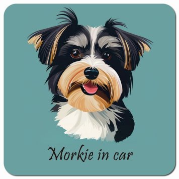 イラスト付 Dog in Car マルーキー Bタイプ カーサイン 車 マグネットステッカー 犬 マグネット 強力 13x13cm 正方形 おしゃれ かわいい ドラレコステッカー 安全対策 危険運転 煽り運転 アニマル 動物 犬種別 屋外 防水 屋内